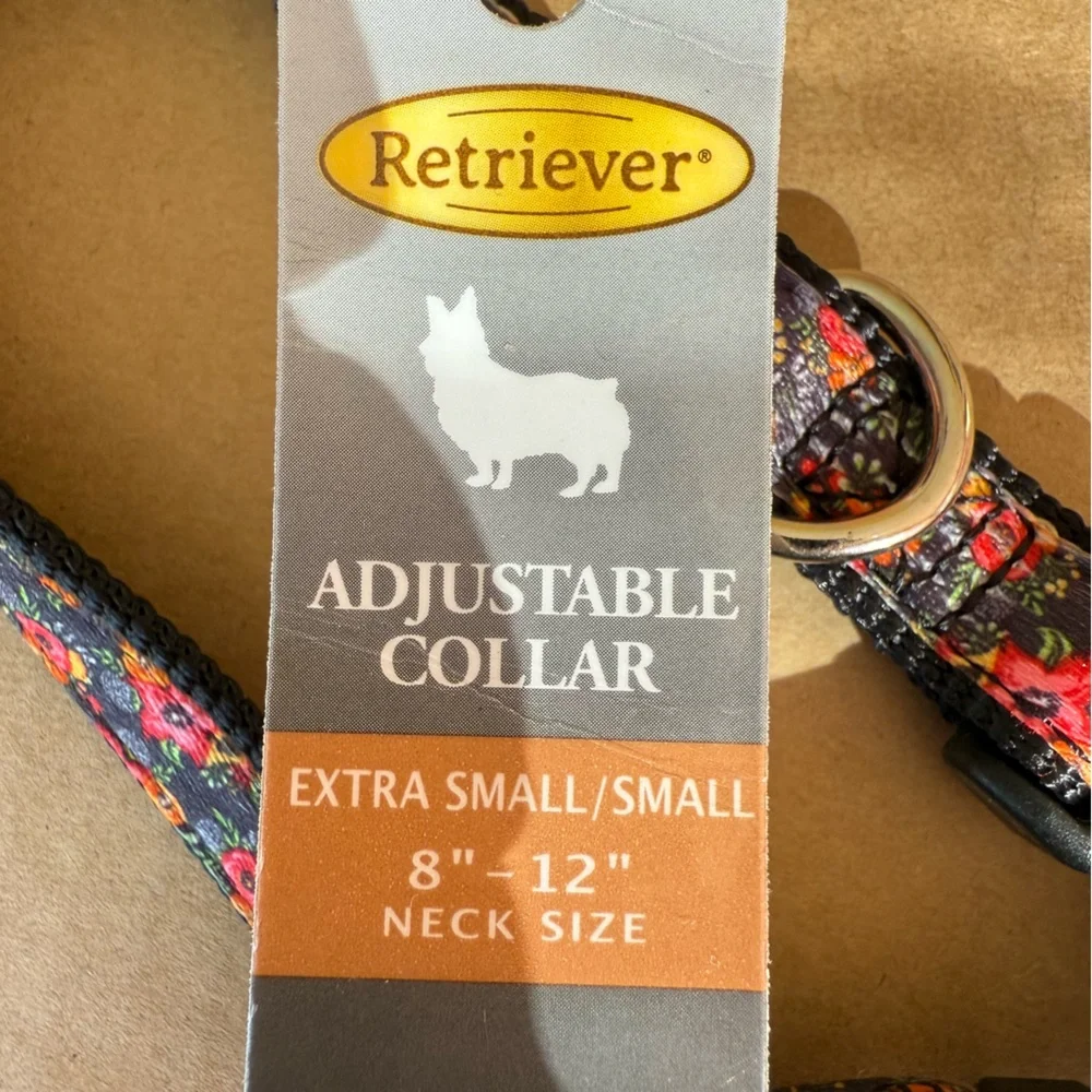 Floral Satin Adjustable XS - Small Dog Puppy Collar, Chihuahua Terrier Dachshund